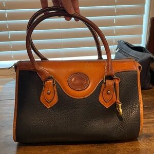 Vintage Dooney & Bourke Black and Tan Satchel